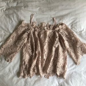 Off the shoulder light pink blouse